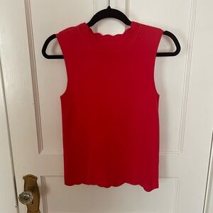 Simons Twik sleeveless knit top, scalloped neckline, cotton blend. Size small.